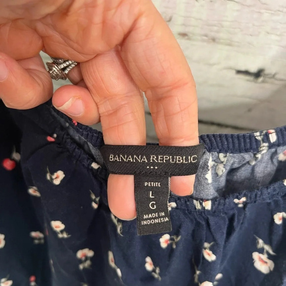 Banana republic blue floral dress size large petite - Picture 7 of 8